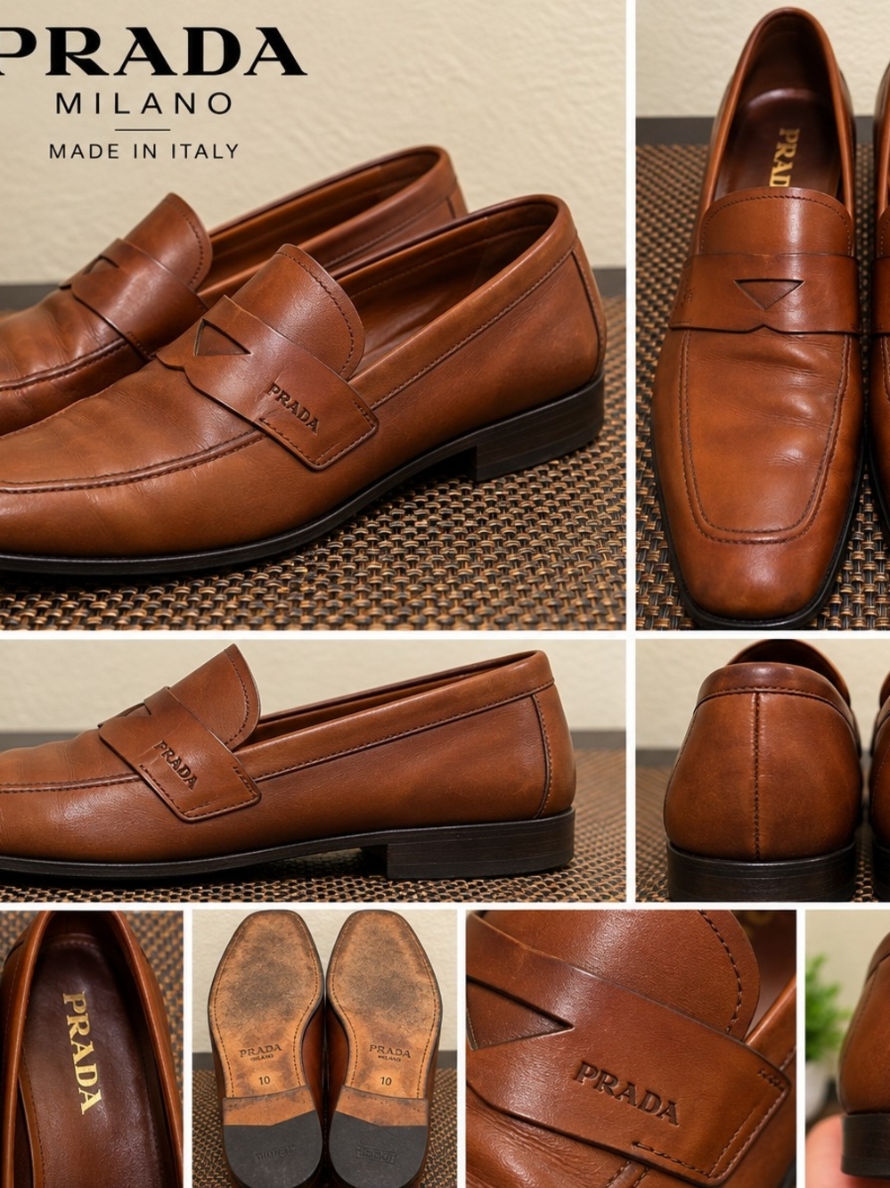 Prada Brown Leather Penny Loafers